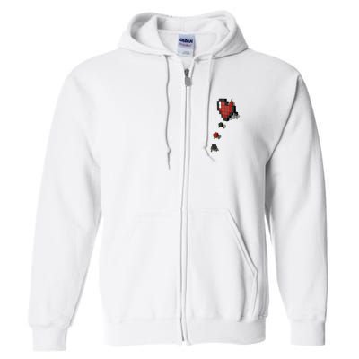Pixel Heart Funny Gamer Full Zip Hoodie