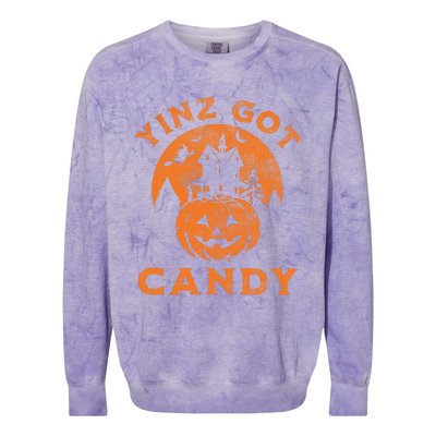 Pittsburgh Halloween Funny Yinz Got Candy Trick Or Treat Gift Colorblast Crewneck Sweatshirt