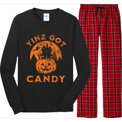 Pittsburgh Halloween Funny Yinz Got Candy Trick Or Treat Gift Long Sleeve Pajama Set