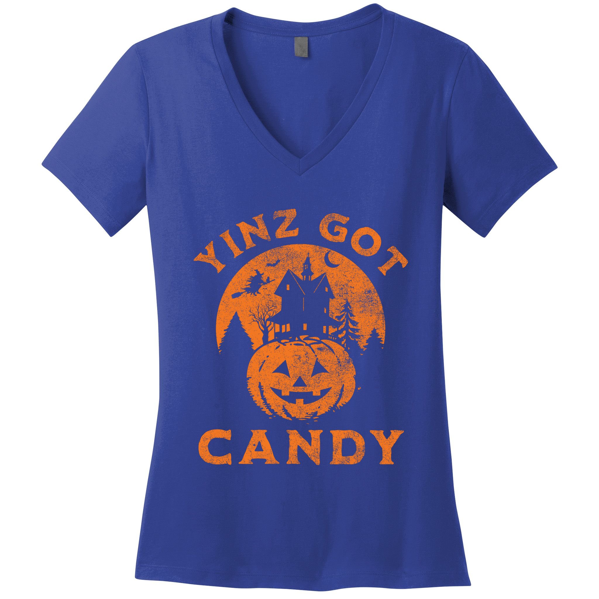 Pittsburgh Halloween Funny Yinz Got Candy Trick Or Treat Gift Women's V-Neck T-Shirt
