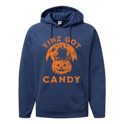 Pittsburgh Halloween Funny Yinz Got Candy Trick Or Treat Gift Performance Fleece Hoodie