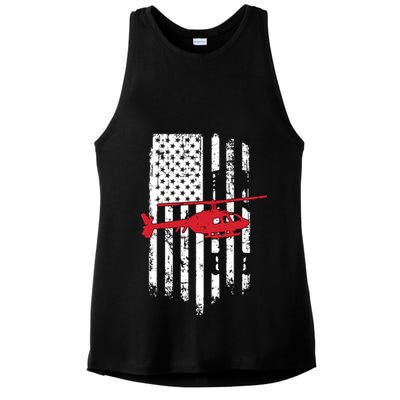 Patriotic Helicopter Flag Helicopter Pilot Gifts Ladies PosiCharge Tri-Blend Wicking Tank