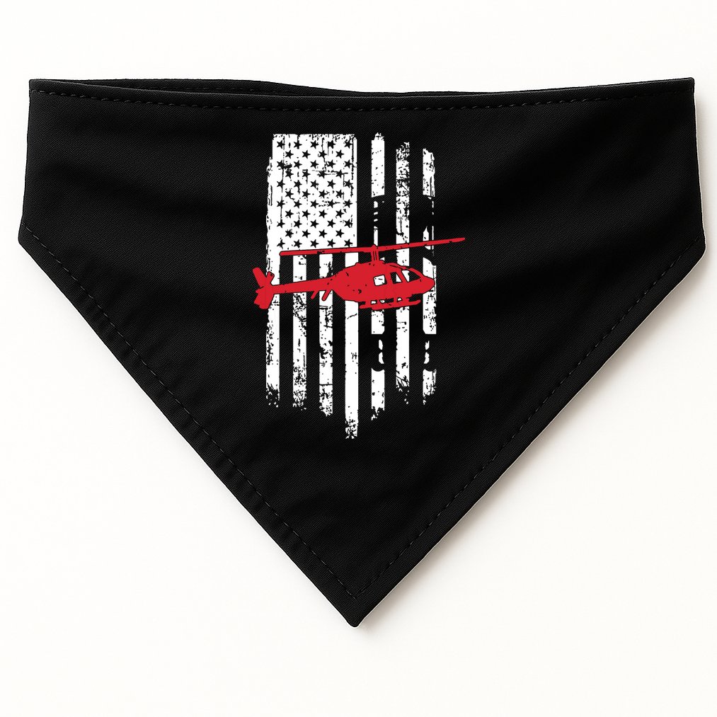 Patriotic Helicopter Flag Helicopter Pilot Gifts USA-Made Doggie Bandana