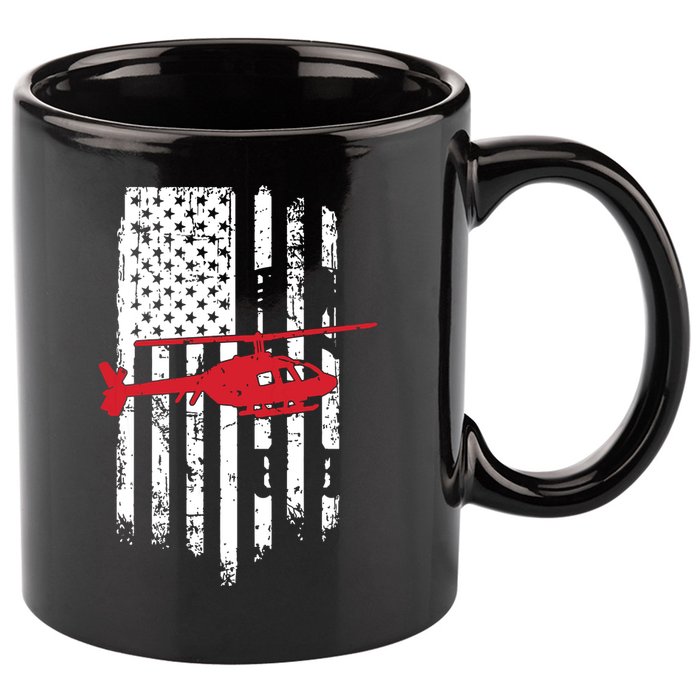Patriotic Helicopter Flag Helicopter Pilot Gifts 11oz C Handle Ceramic Mug