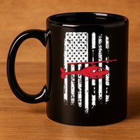 Patriotic Helicopter Flag Helicopter Pilot Gifts 11oz C Handle Ceramic Mug