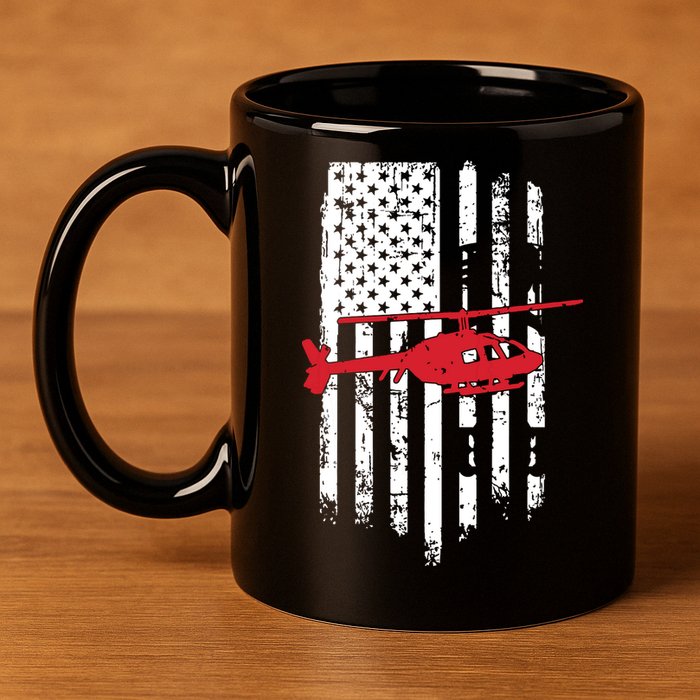 Patriotic Helicopter Flag Helicopter Pilot Gifts 11oz C Handle Ceramic Mug
