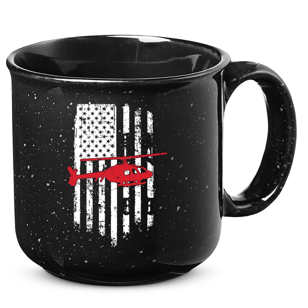 Patriotic Helicopter Flag Helicopter Pilot Gifts 15oz Campfire Ceramic Mug