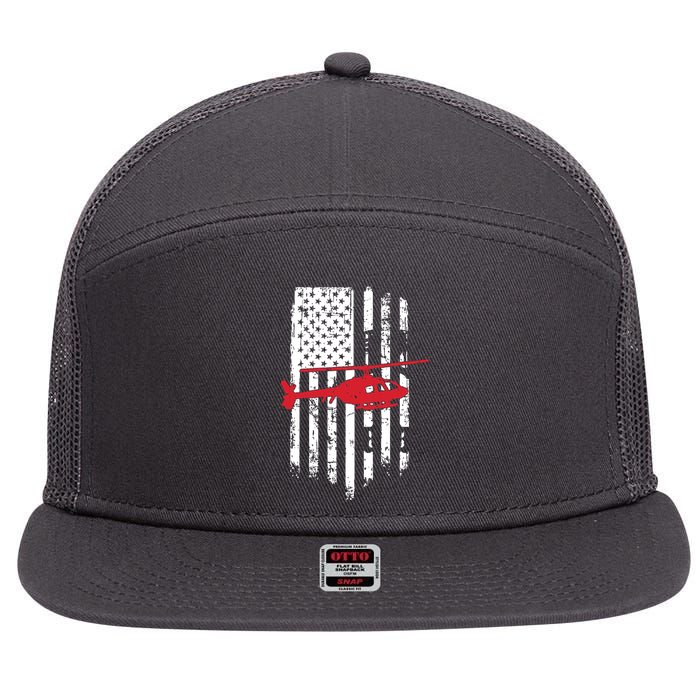 Patriotic Helicopter Flag Helicopter Pilot Gifts 7 Panel Mesh Trucker Snapback Hat