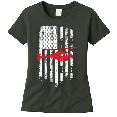 Patriotic Helicopter Flag Helicopter Pilot Gifts Womens T-Shirt