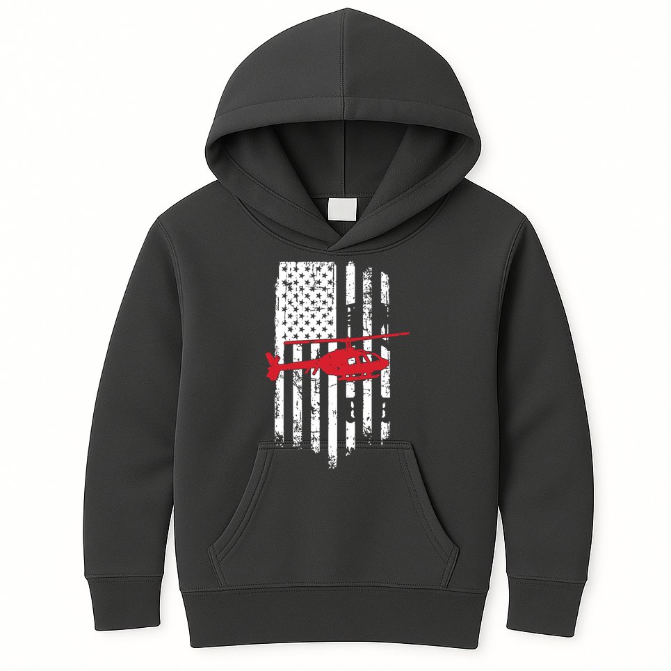 Patriotic Helicopter Flag Helicopter Pilot Gifts Kids Hoodie