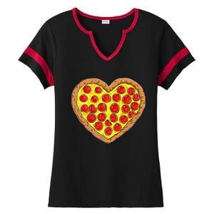 Pizza Heart Funny Valentines Day Pepperoni Lover Ladies Halftime Notch Neck Tee