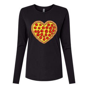 Pizza Heart Funny Valentines Day Pepperoni Lover Womens Cotton Relaxed Long Sleeve T-Shirt