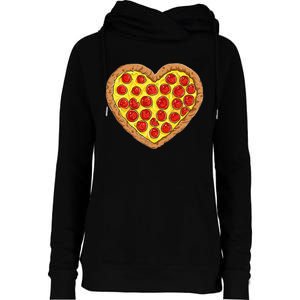 Pizza Heart Funny Valentines Day Pepperoni Lover Womens Funnel Neck Pullover Hood