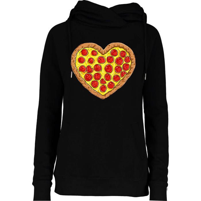 Pizza Heart Funny Valentines Day Pepperoni Lover Womens Funnel Neck Pullover Hood