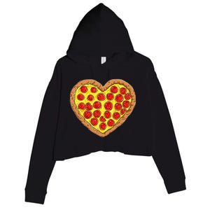 Pizza Heart Funny Valentines Day Pepperoni Lover Crop Fleece Hoodie