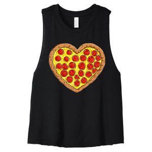 Pizza Heart Funny Valentines Day Pepperoni Lover Women's Racerback Cropped Tank