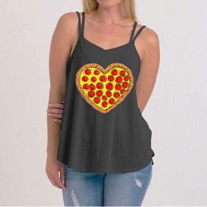 Pizza Heart Funny Valentines Day Pepperoni Lover Women's Strappy Tank