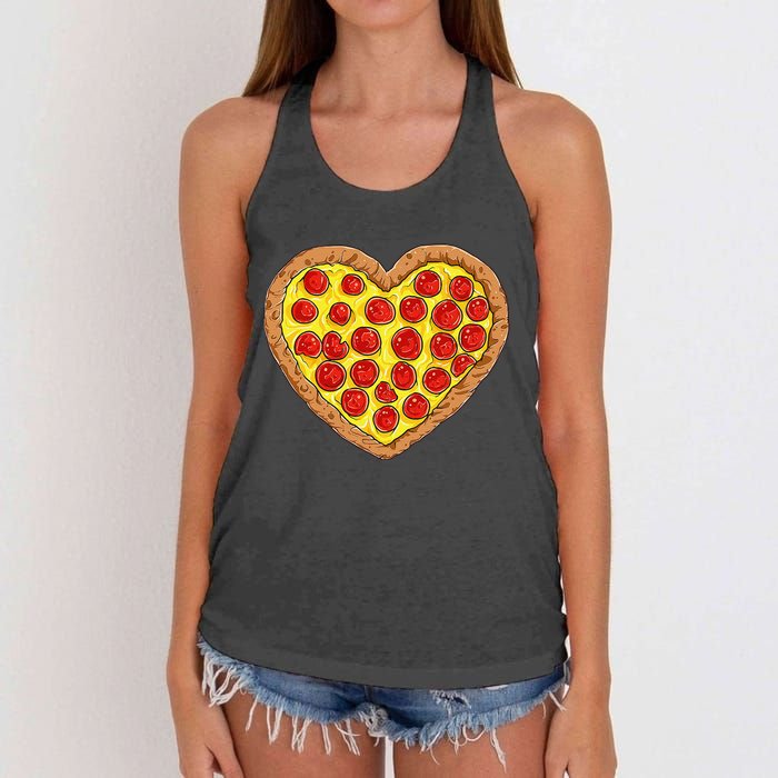 Pizza Heart Funny Valentines Day Pepperoni Lover Women's Knotted Racerback Tank