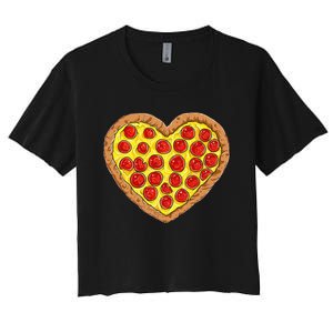 Pizza Heart Funny Valentines Day Pepperoni Lover Women's Crop Top Tee