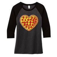 Pizza Heart Funny Valentines Day Pepperoni Lover Women's Tri-Blend 3/4-Sleeve Raglan Shirt