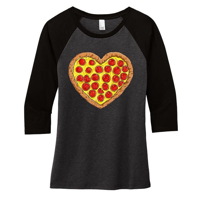 Pizza Heart Funny Valentines Day Pepperoni Lover Women's Tri-Blend 3/4-Sleeve Raglan Shirt