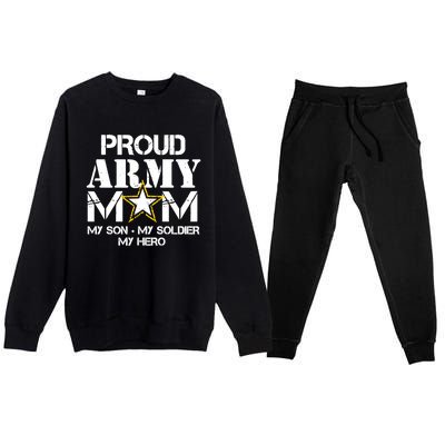 Proud Hoodie For Military Mom My Soldier My Hero Premium Crewneck Sweatsuit Set