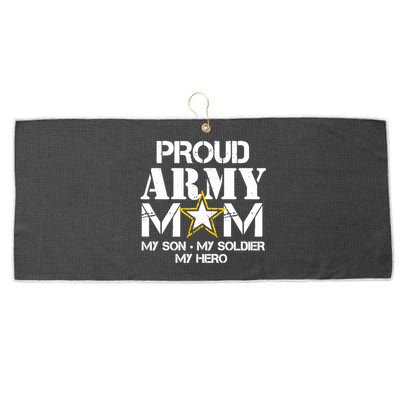 Proud Hoodie For Military Mom My Soldier My Hero Large Microfiber Waffle Golf Towel