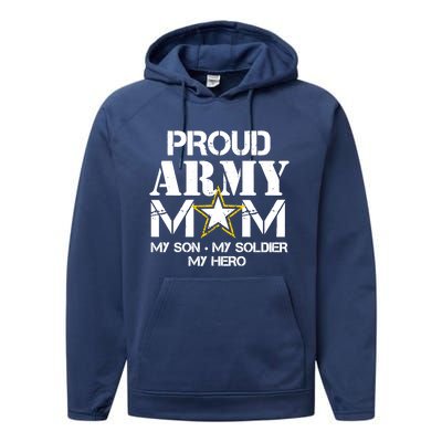 Proud Hoodie For Military Mom My Soldier My Hero Performance Fleece Hoodie