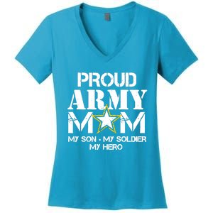 Proud Hoodie For Military Mom My Soldier My Hero Women's V-Neck T-Shirt