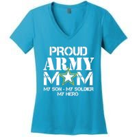 Proud Hoodie For Military Mom My Soldier My Hero Women's V-Neck T-Shirt