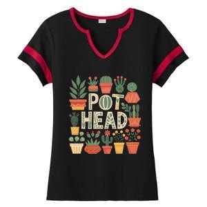 Pot Head Funny Plant Lover For Gardening Lovers Ladies Halftime Notch Neck Tee