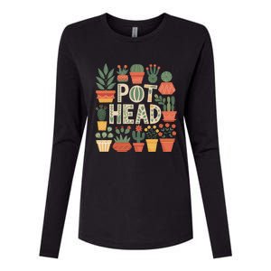 Pot Head Funny Plant Lover For Gardening Lovers Womens Cotton Relaxed Long Sleeve T-Shirt