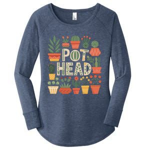 Pot Head Funny Plant Lover For Gardening Lovers Women's Perfect Tri Tunic Long Sleeve Shirt