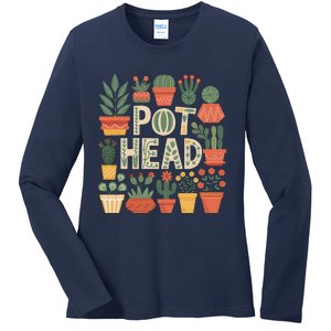 Pot Head Funny Plant Lover For Gardening Lovers Ladies Long Sleeve Shirt