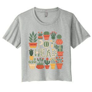 Pot Head Funny Plant Lover For Gardening Lovers Women's Crop Top Tee