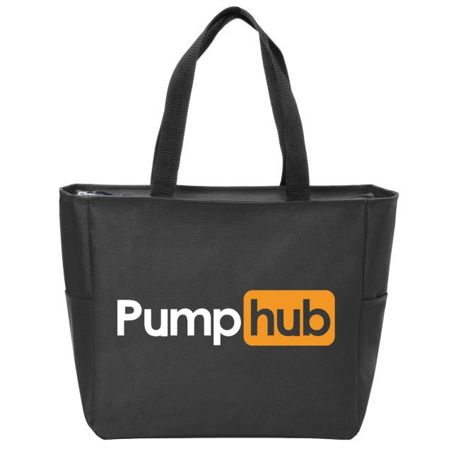 Pump Hub Funny Cute Adult Novelty Workout Gym Fitness Premium Zip Tote Bag