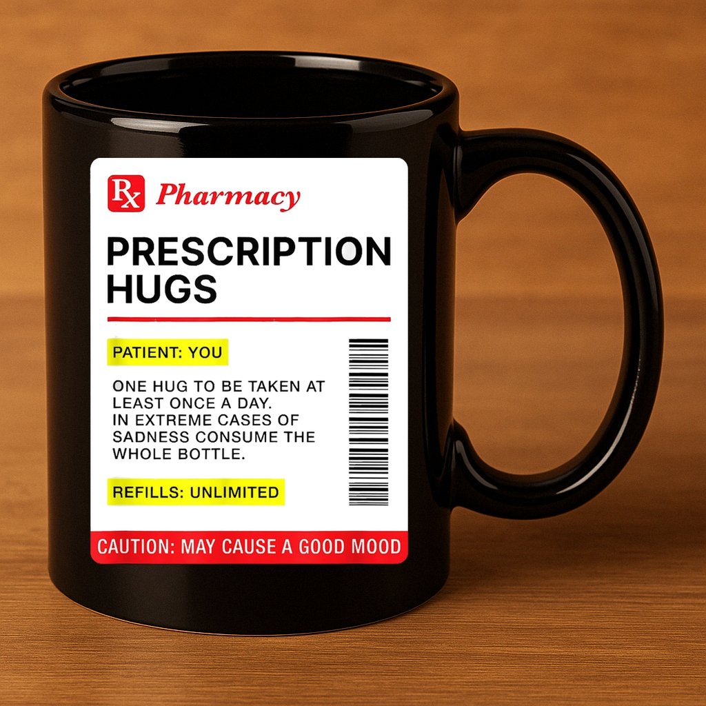Prescription Hugs Funny Label Lazy Halloween Costume Party 11oz C Handle Ceramic Mug