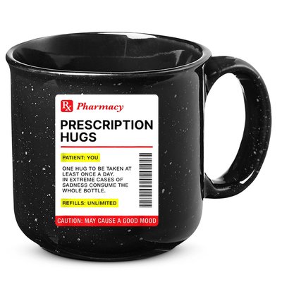 Prescription Hugs Funny Label Lazy Halloween Costume Party 15oz Campfire Ceramic Mug