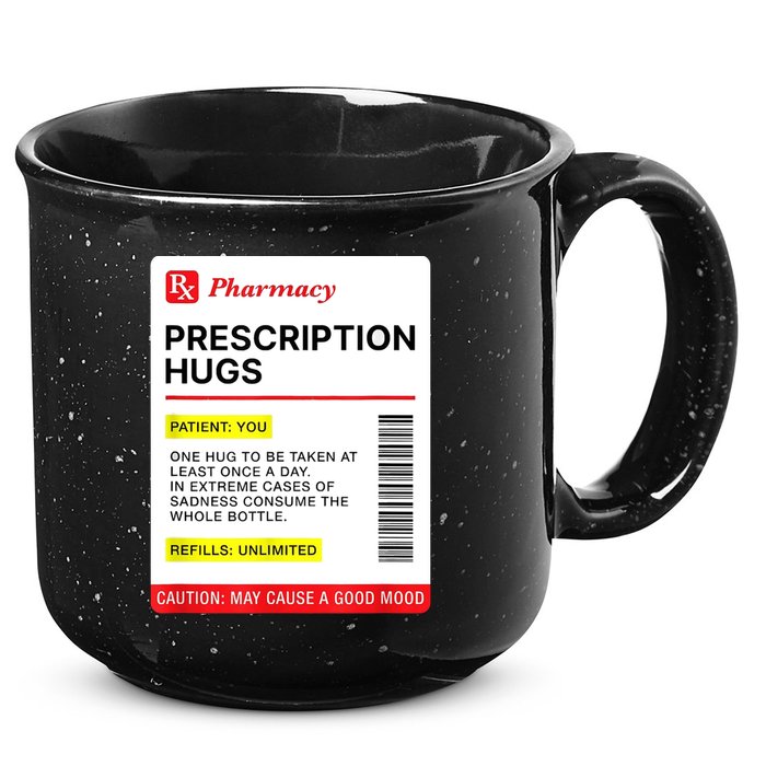 Prescription Hugs Funny Label Lazy Halloween Costume Party 15oz Campfire Ceramic Mug