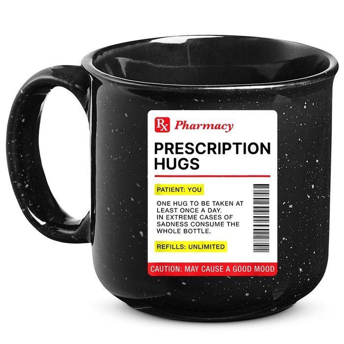 Prescription Hugs Funny Label Lazy Halloween Costume Party 15oz Campfire Ceramic Mug