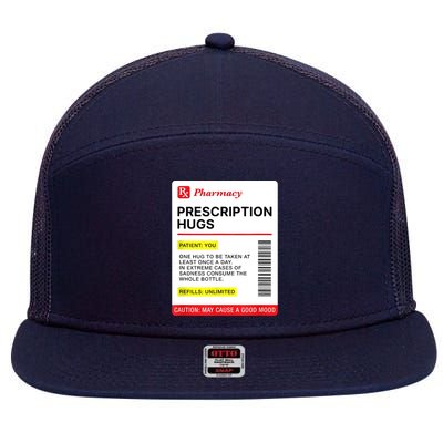 Prescription Hugs Funny Label Lazy Halloween Costume Party 7 Panel Mesh Trucker Snapback Hat