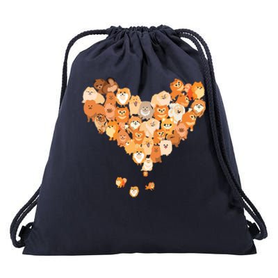 Pomeranian Heart Gift Dog Lover Drawstring Bag