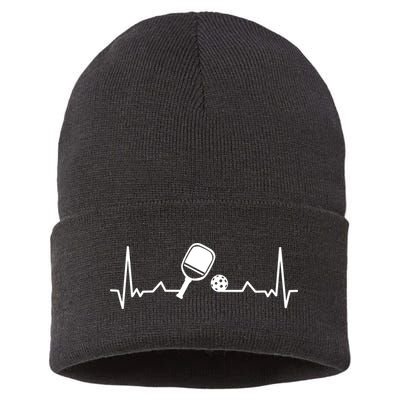 Pickleball Heartbeat Gift Pickleball Player Gift Sustainable Knit Beanie