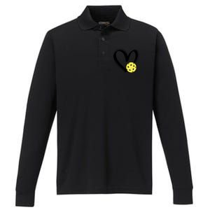 Pickleball Heart Great Gift Performance Long Sleeve Polo