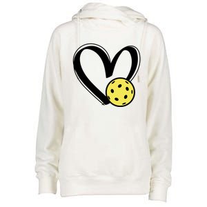 Pickleball Heart Great Gift Womens Funnel Neck Pullover Hood