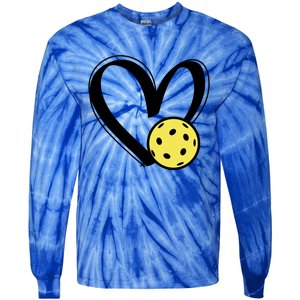 Pickleball Heart Great Gift Tie-Dye Long Sleeve Shirt