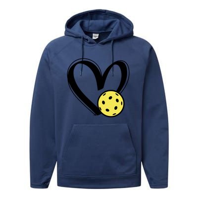 Pickleball Heart Great Gift Performance Fleece Hoodie