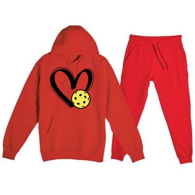 Pickleball Heart Great Gift Premium Hooded Sweatsuit Set