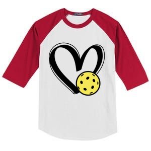 Pickleball Heart Great Gift Kids Colorblock Raglan Jersey