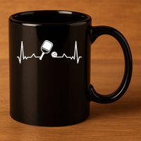 Pickleball Heartbeat Gift Pickleball Player Gift 11oz C Handle Ceramic Mug